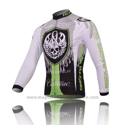 2013 Abbigliamento Ciclismo Rock Racing Nero e Verde Manica Lunga e Salopette